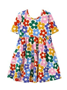 Hanna Andersson Skater Dress with Pockets in Rainbow Daisy